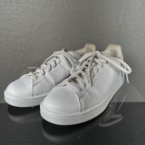 Adidas Women’s Advantage Base Tennis Size 8.5 White w/Pink Logo EE7510